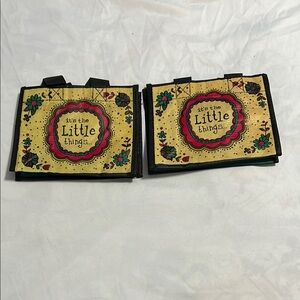 NATURAL LIFE Mini Yellow and Black 'It's the Little Things' Tote Bags